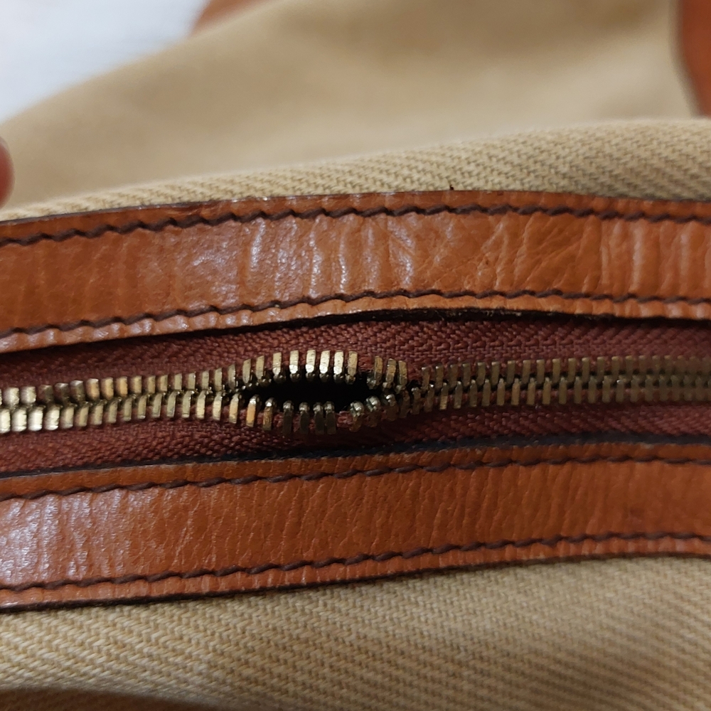 Polo by Ralph Lauren Beige Canvas Duffle with Brown Leather Trim - Picture 12 of 13